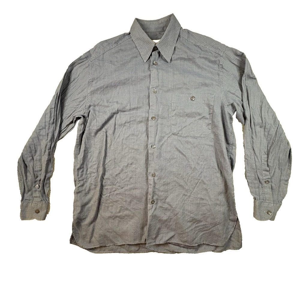 Ermenegildo Zegna Men's L Dress Shirt Blue Gingham LS SEE DESCRIPTION‎